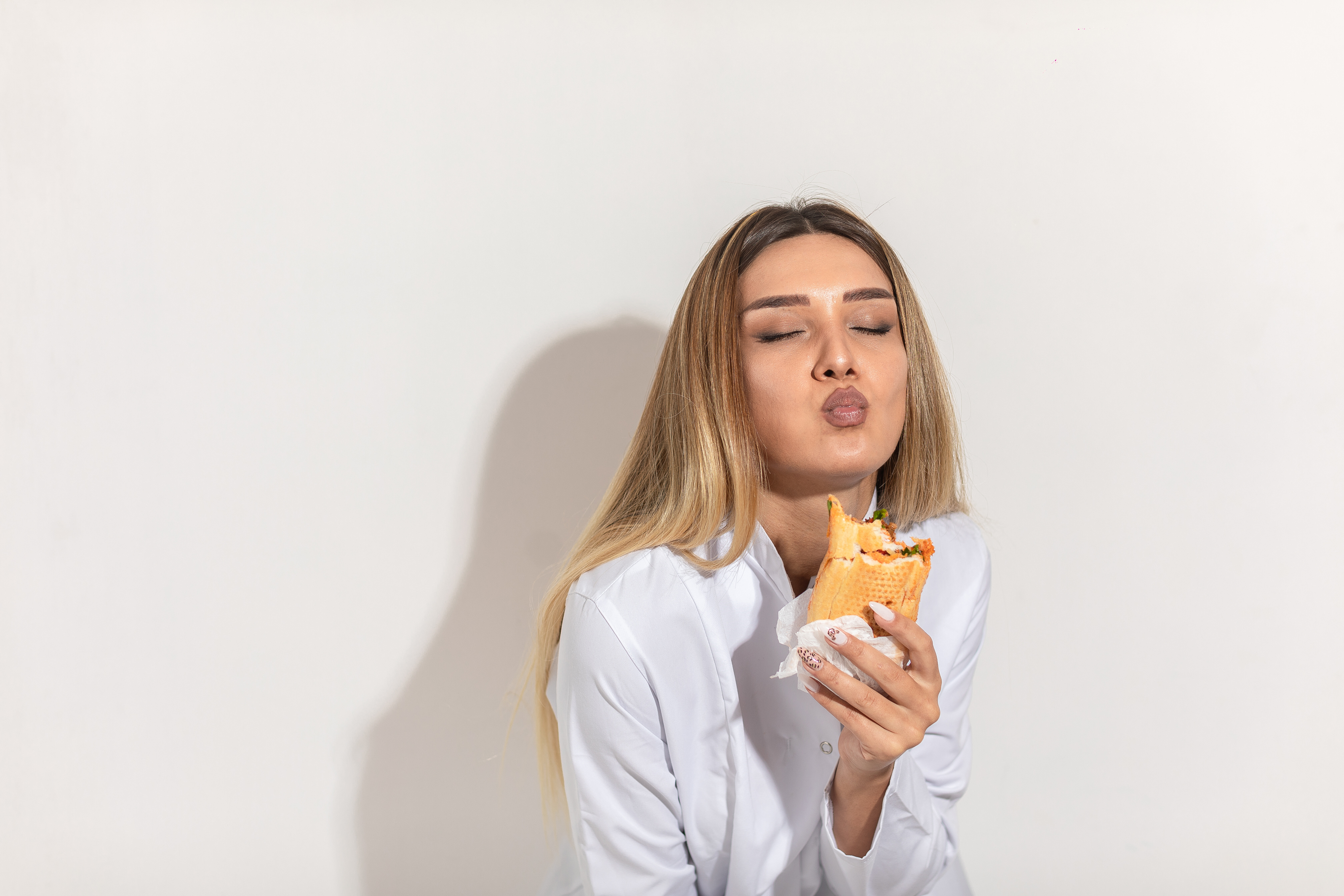 blond model biting sandwich enjoying d767d