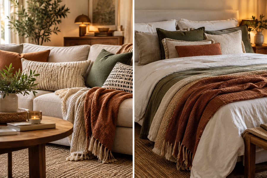 Layering δεν κάνουμε μόνο στα ρούχα: Το deco trick που κάνει καναπέ και κρεβάτι να δείχνουν πιο στιλάτα