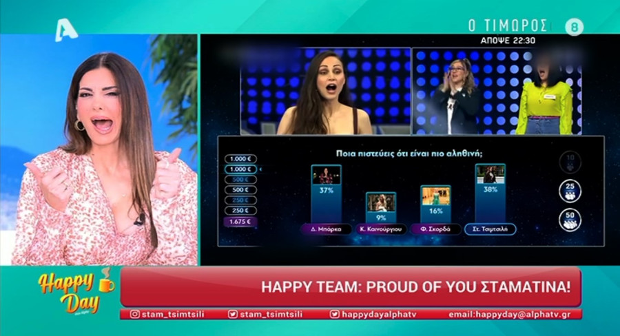 Σταματίνα Τσιμτσιλή: Η αντίδρασή της στο ότι έγινε... ερώτηση στο Η Ελλάδα ψηφίζει