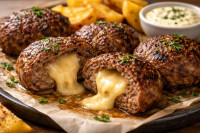 Ζουμερά μπιφτέκια γεμιστά με τυρί που λιώνει σε κάθε μπουκιά