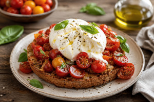 Ξέχνα τον κλασικό ντάκο! Η εκδοχή με burrata και ντοματίνια που θα λατρέψεις